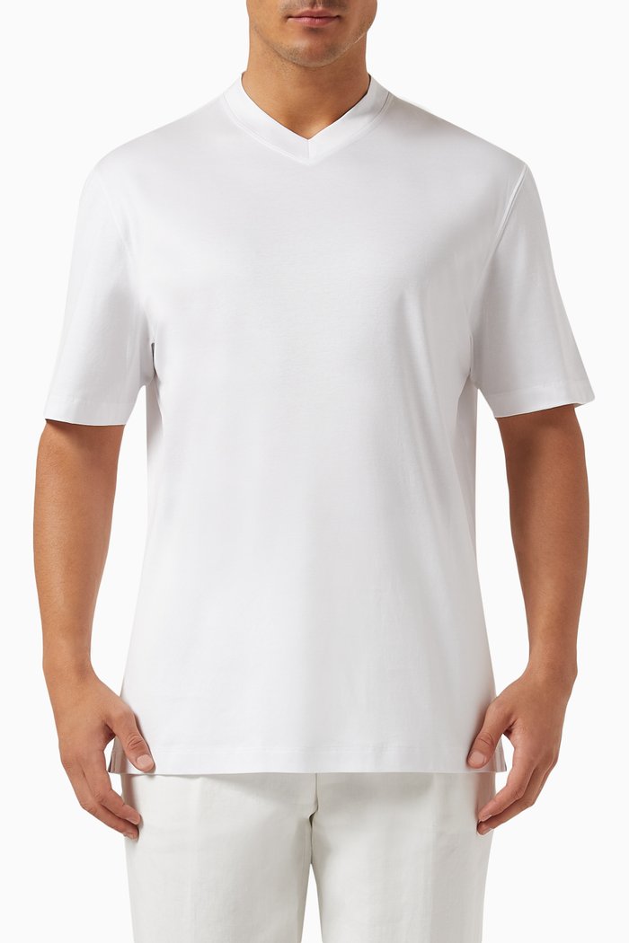 

V-neck T-shirt in Cotton, White