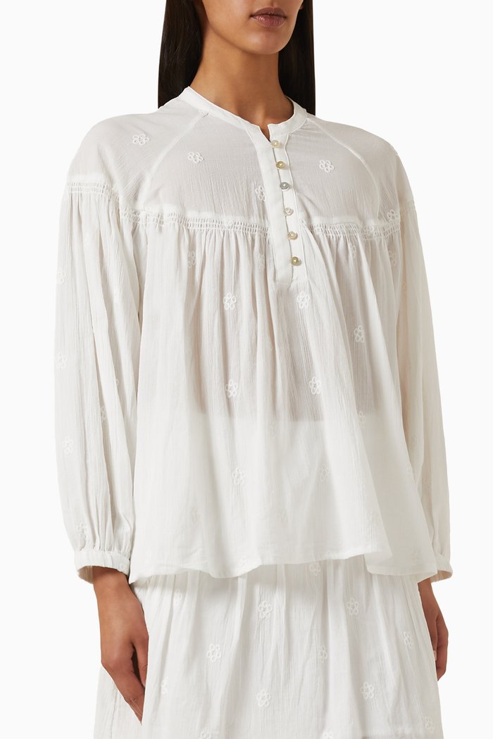 

Sasha Embroidered Top in Cotton, White