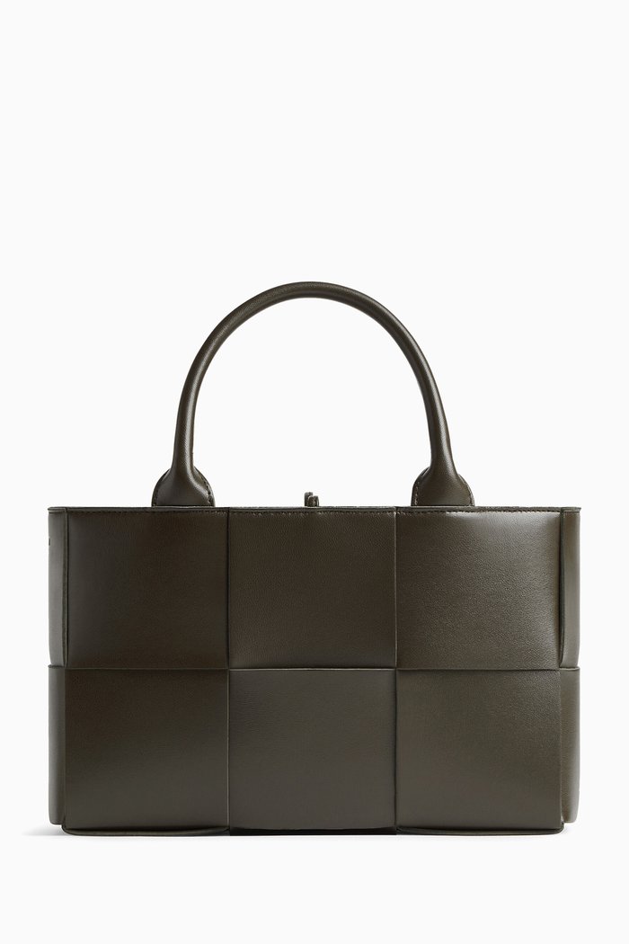 

Mini Arco Tote Bag in Intrecciato Leather, Green