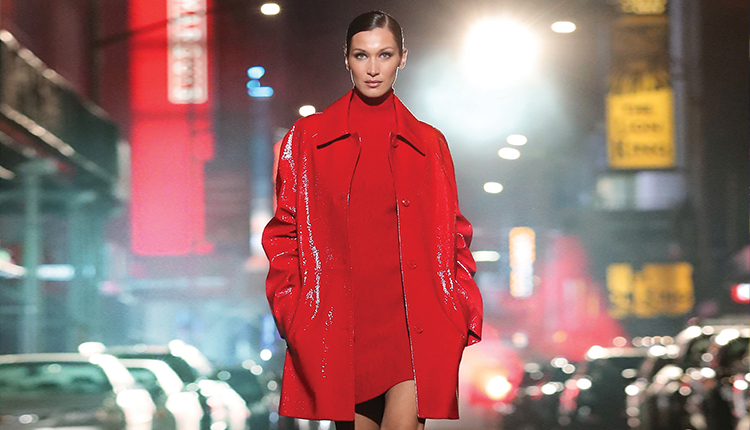 Michael kors red on sale leather trench coat