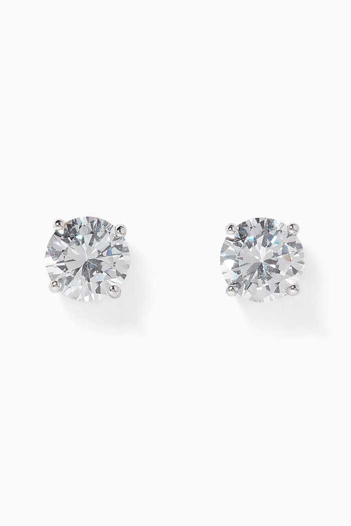 

Classic Round Stone Stud Earrings, Silver