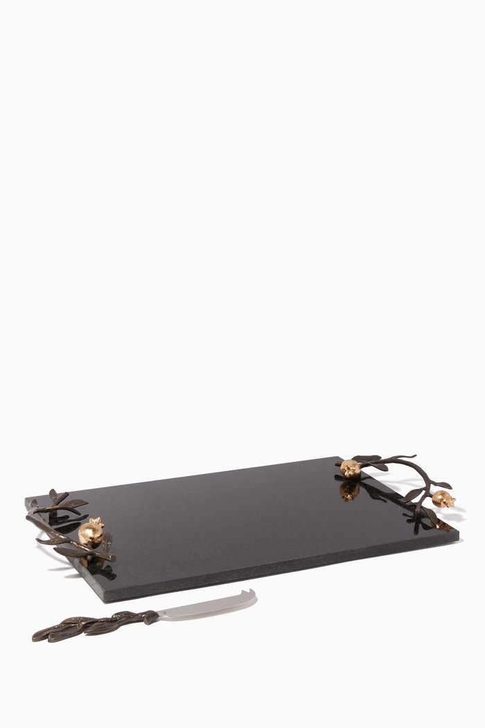 

Pomegranate Cheese Board & Knife, Silver