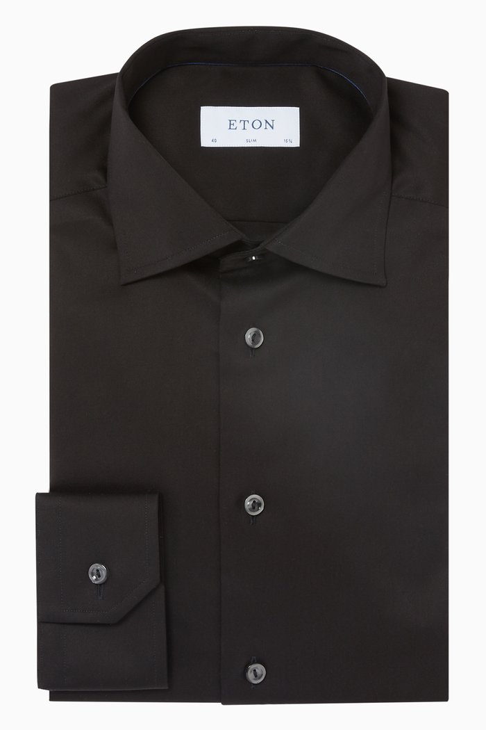 

Slim-Fit Cotton Shirt, Black