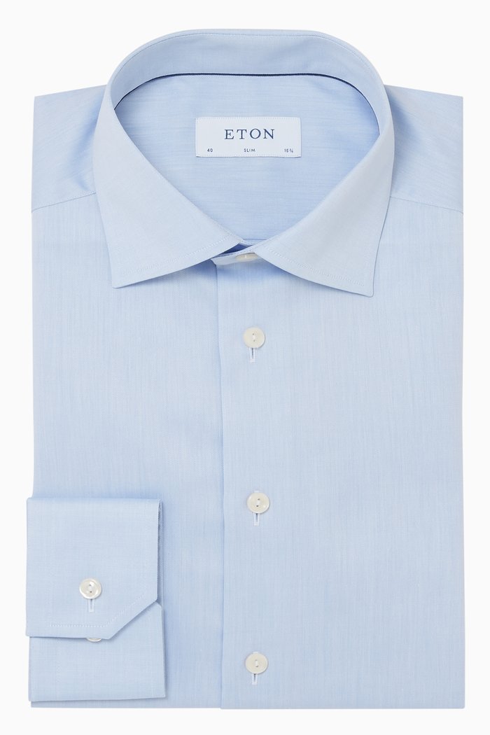 

Slim-Fit Cotton Shirt, Blue