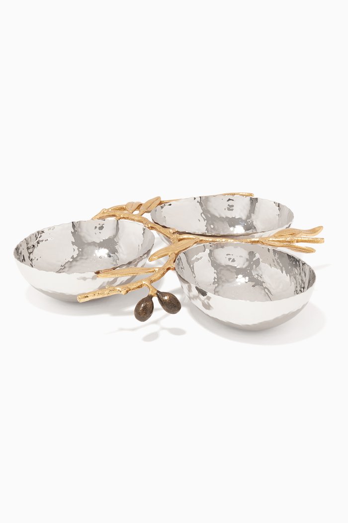 

Olive Branch Triple Compartment Serving Dish, Multicolour