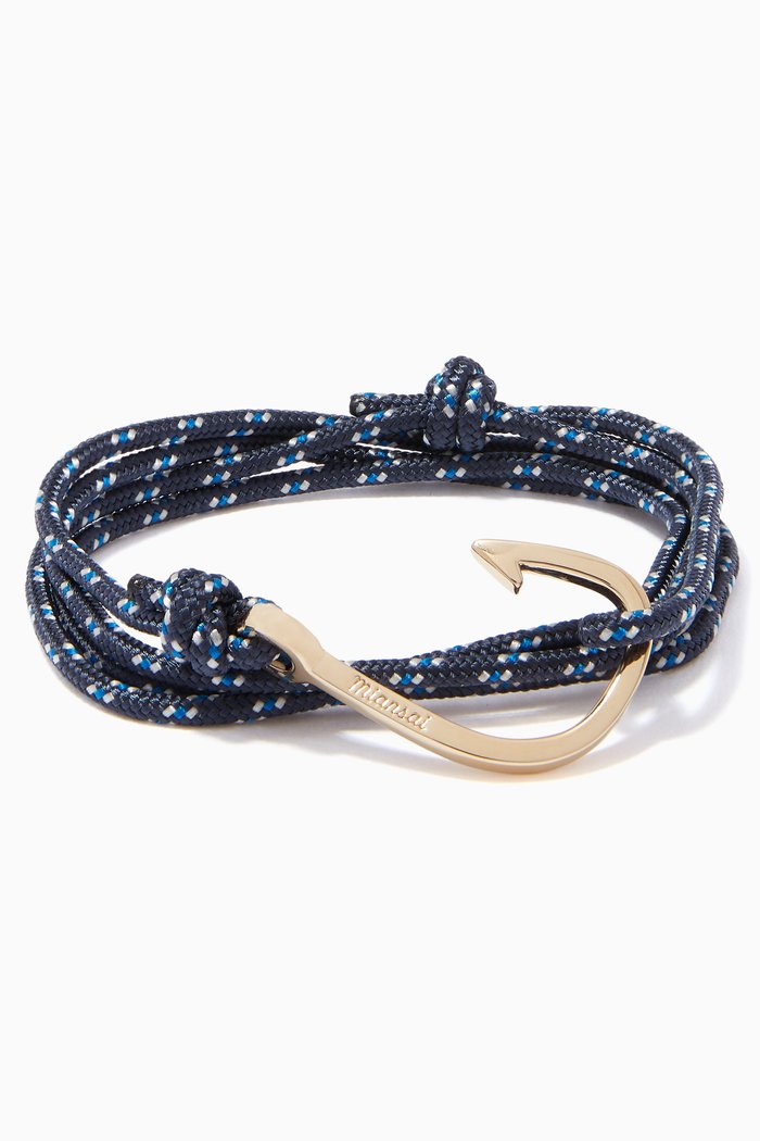 

Navy Rope & Gold Plated Hook Bracelet, Black