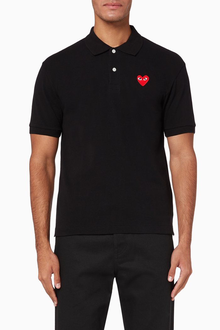 Logo Appliqué Cotton Piqué Polo, Black