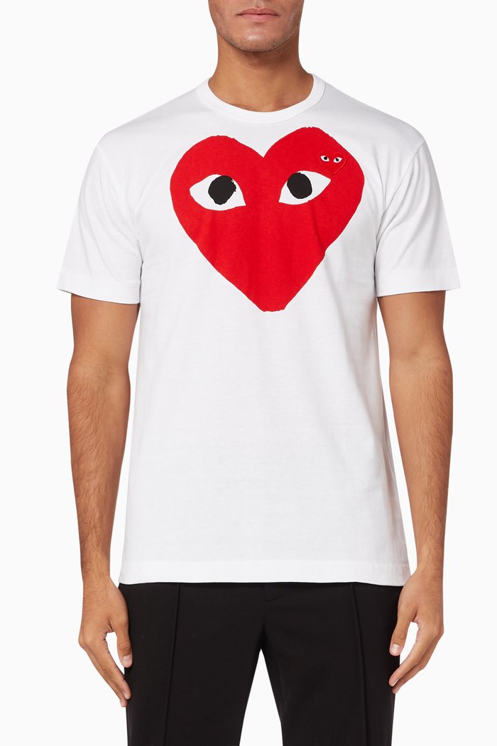 

Double Heart Logo Cotton T-shirt, White
