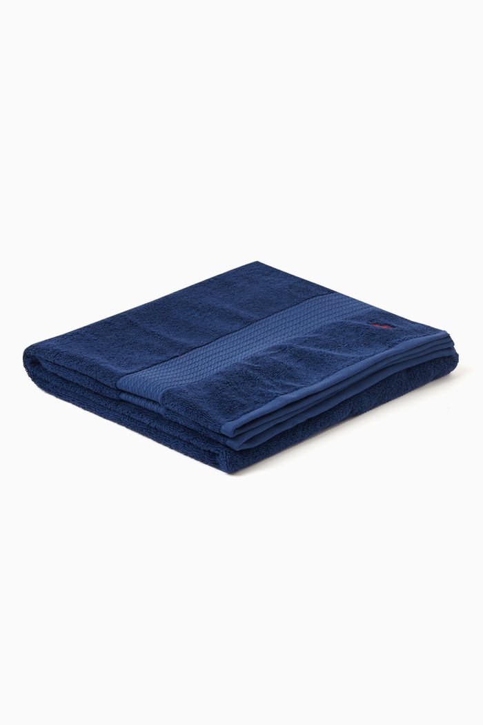 Signature Pony Bath Towel in Cotton, Blue