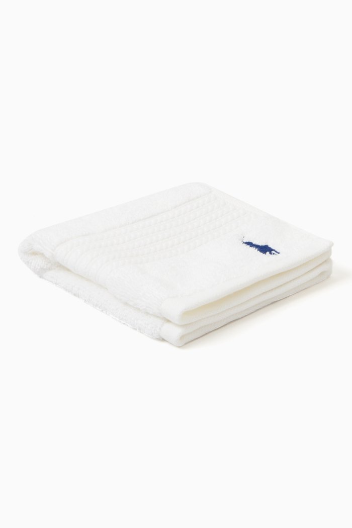 

Signature Pony Wash Towel in Cotton, White