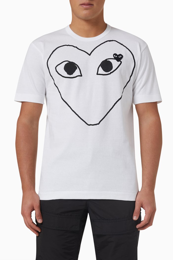 

Outline Heart Logo T-shirt in Cotton-jersey, White