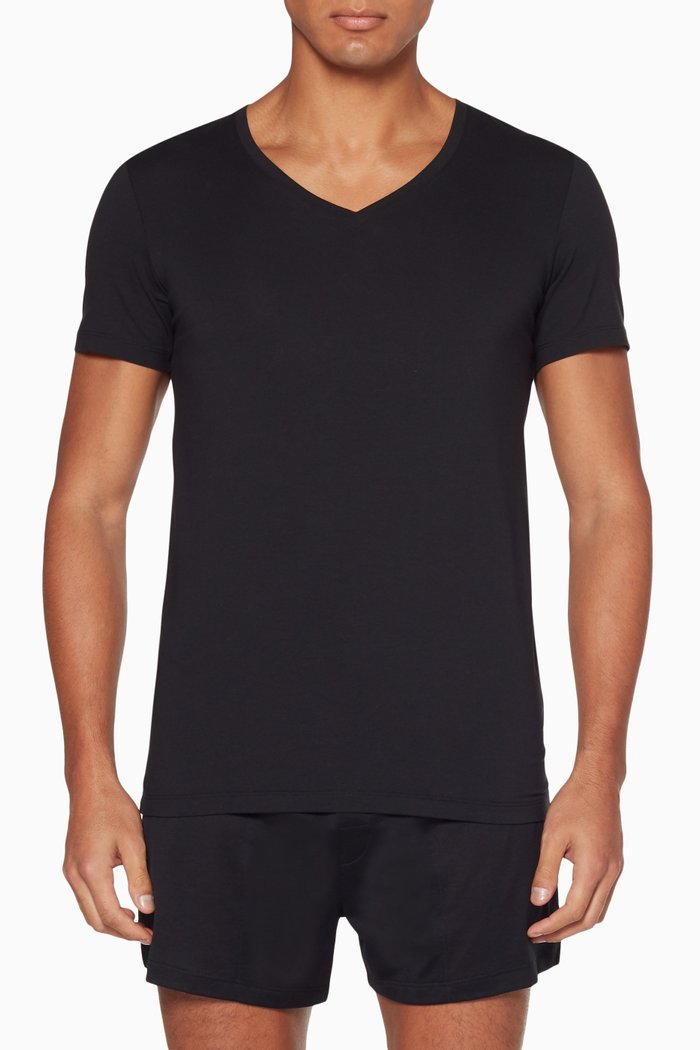 

Black Cotton Superior V-Neck Top