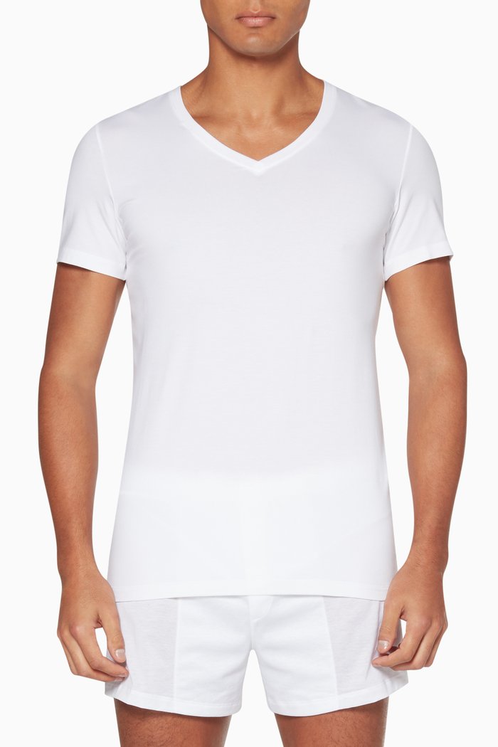 

White Cotton Superior V-Neck Top