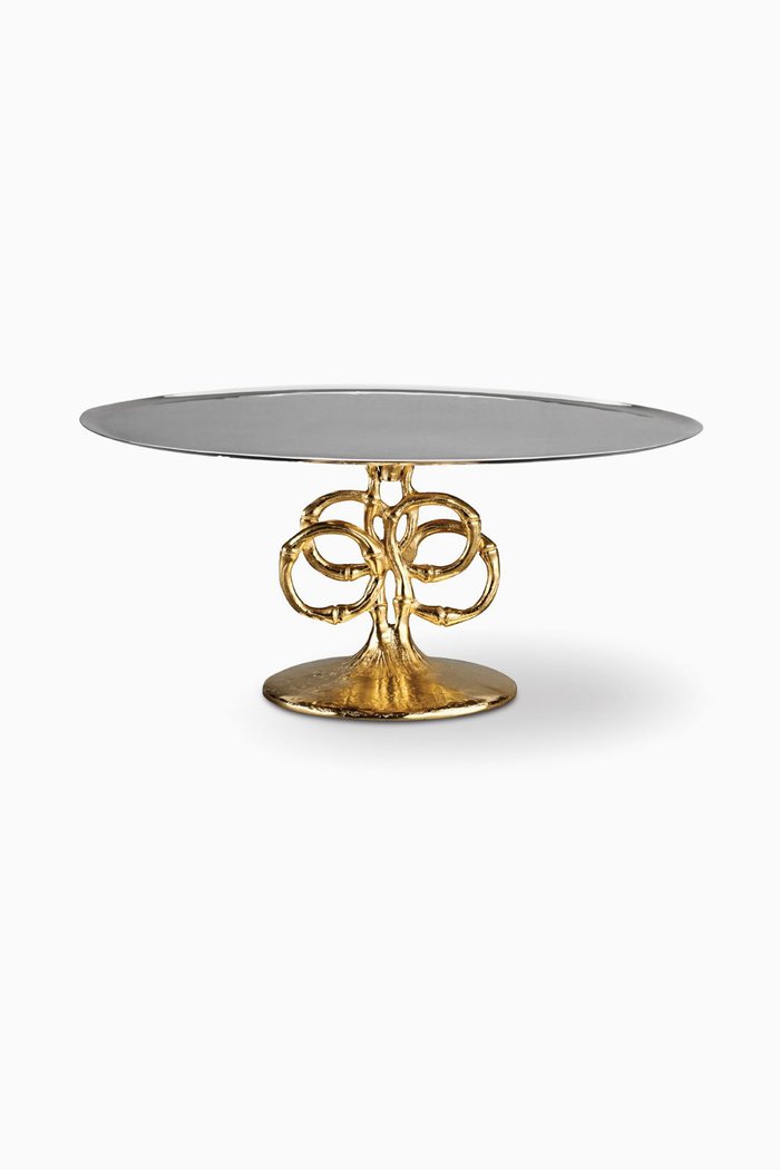 

Gold Cake Plate With Bamboo Base, Multicolour