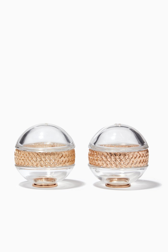 

Salt & Pepper Shakers Braid Set in 24kt Gold-plated Brass & Crystal Glass, Multicolour