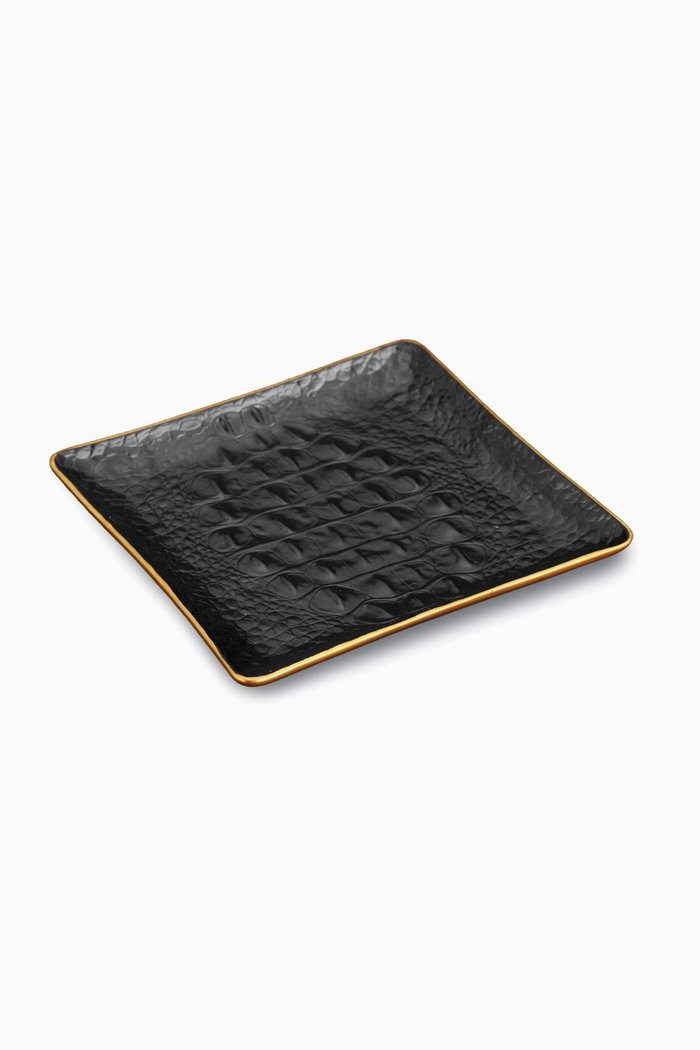 Black Crocodile Desk Tray, Multicolour