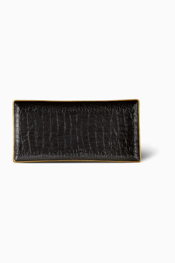 

Black Crocodile Rectangle Tray, Multicolour