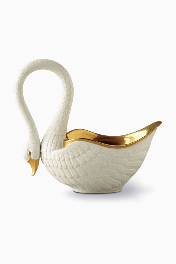 White Large Swan Bowl, Multicolour