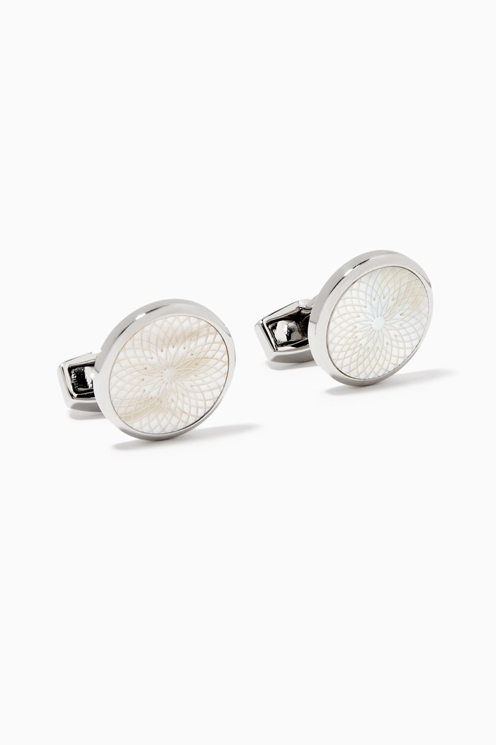 

Round Guilloche Cufflinks, Silver