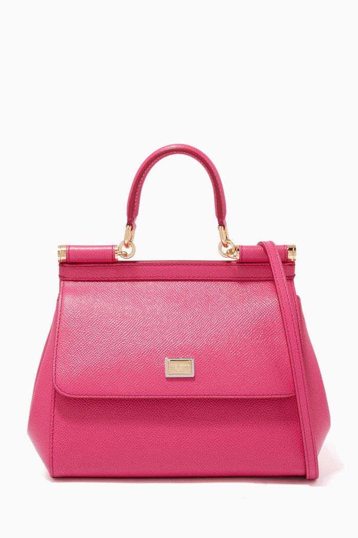 

Small Sicily Bag in Dauphine Leather, Pink