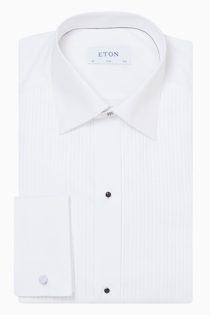 

Slim-Fit Plissé Shirt, White