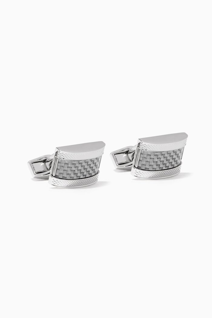 

D-Shaped Carbon Fibre Cufflinks, White