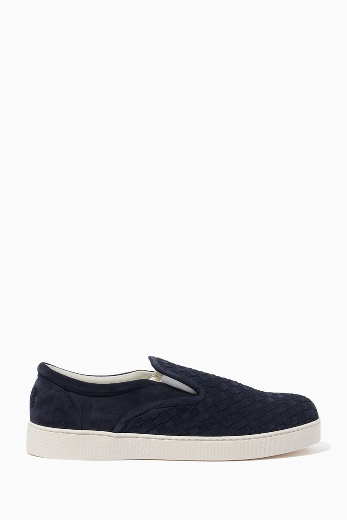 

Navy Dodger Intrecciato Suede Sneakers, Blue