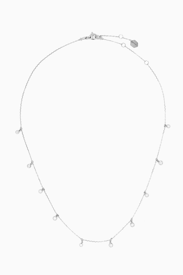 

Fifi Diamond Charm Necklace in 18kt White Gold, Silver