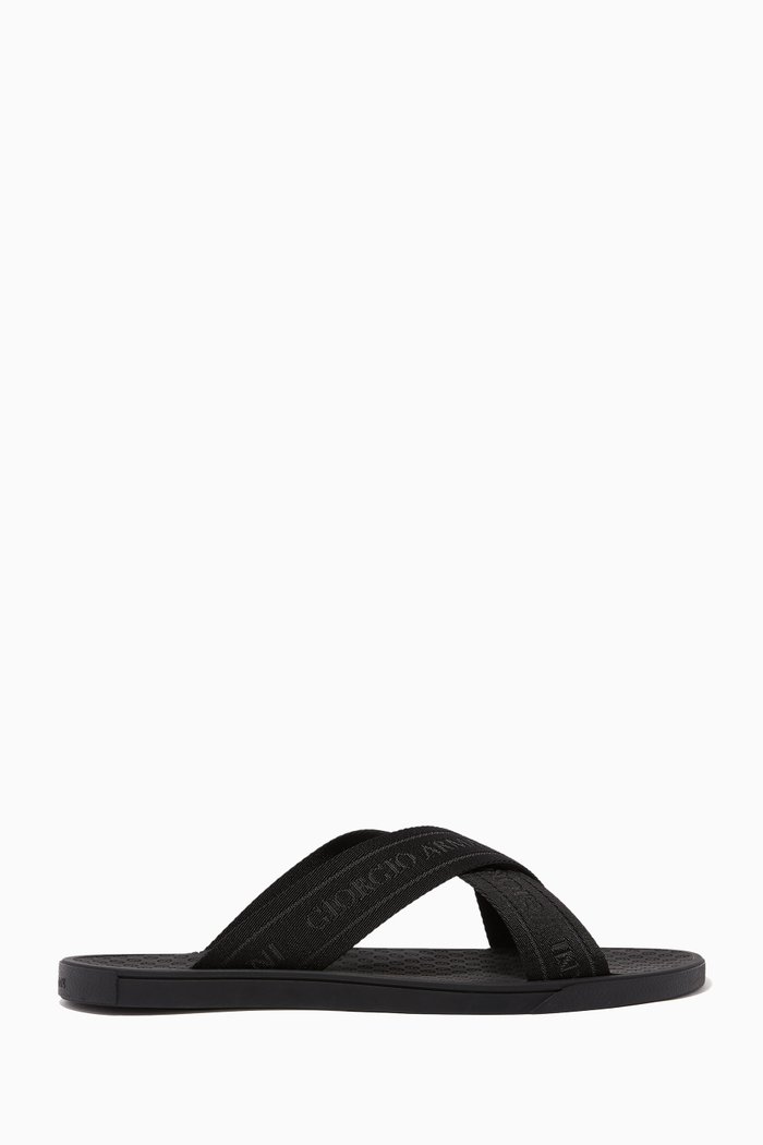 

Kriss-Kross Logo Tape Flip-Flops, Black