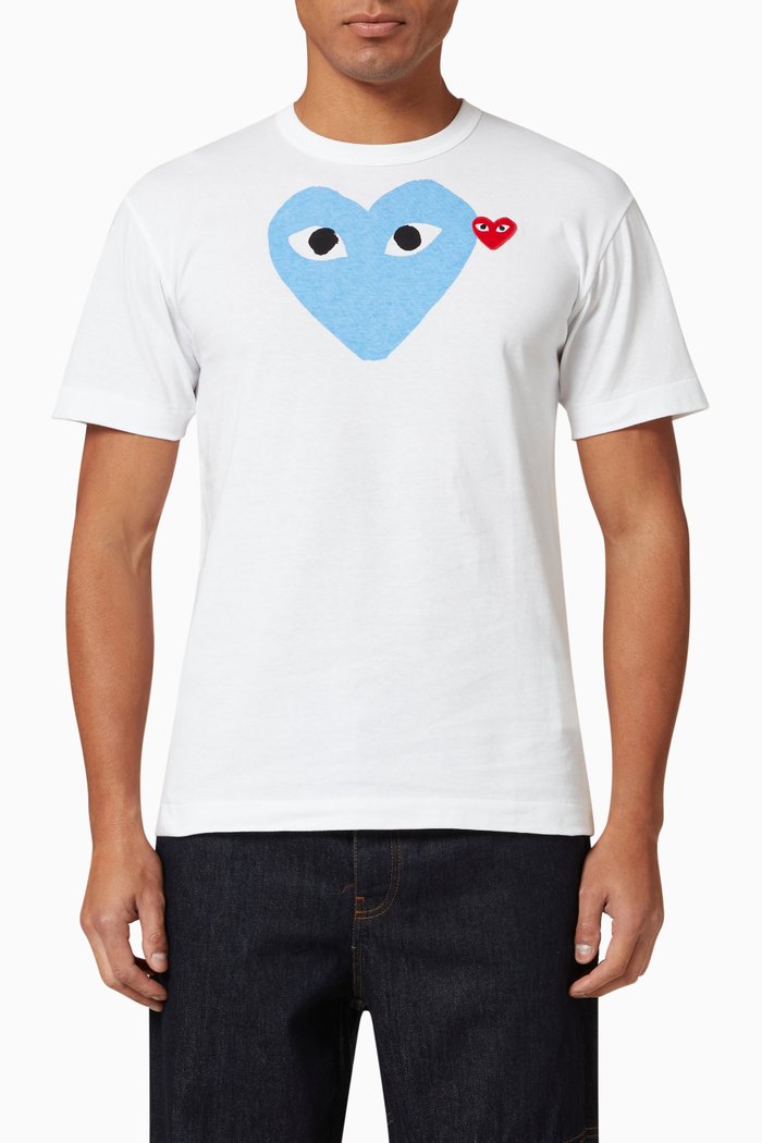

Heart Logo Cotton T-shirt, Blue