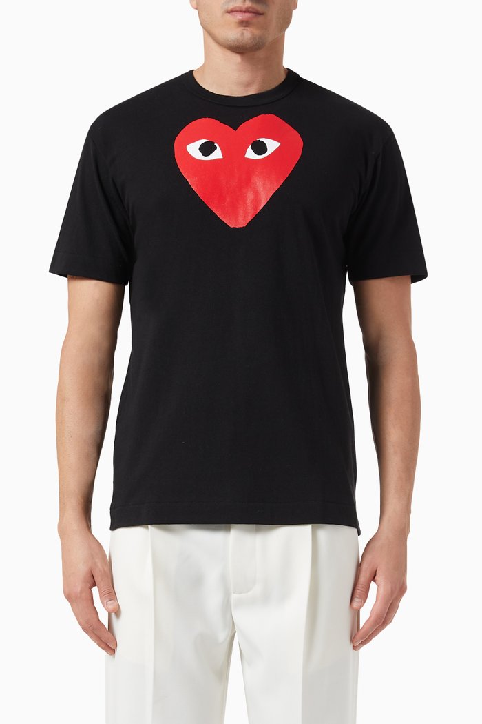 

Heart-print T-shirt in Cotton, Black