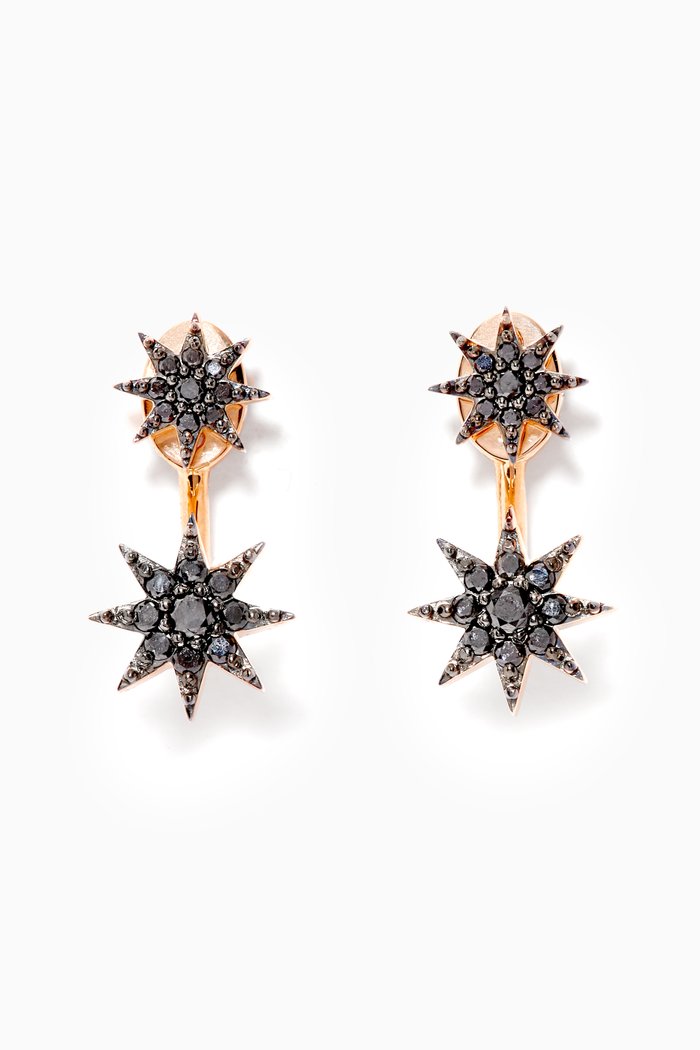 

Black Diamond Ishtar Star Earrings, Rose gold
