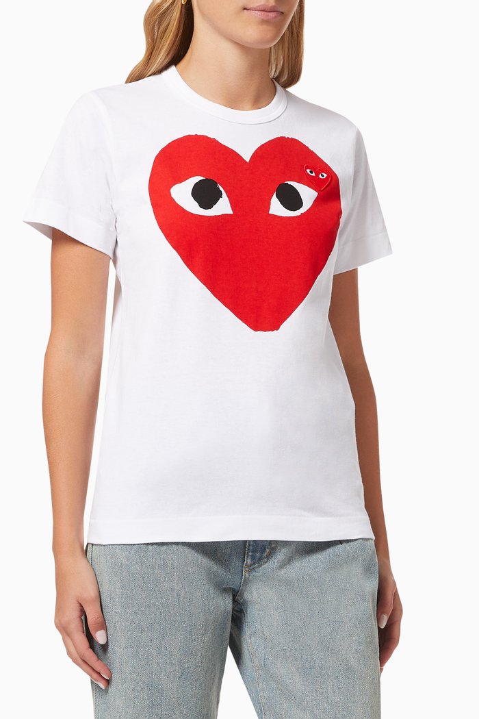 Double Heart T-shirt in Cotton, White