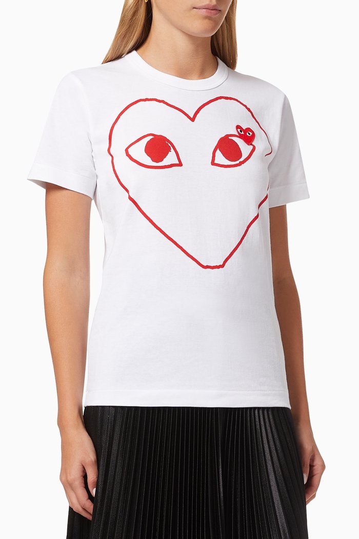 Double Heart T-shirt in Cotton, White