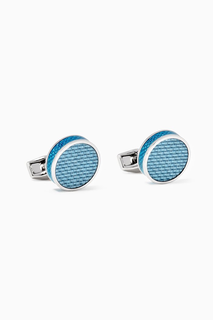 

Carbon-Fibre Tablet Cufflinks, Blue