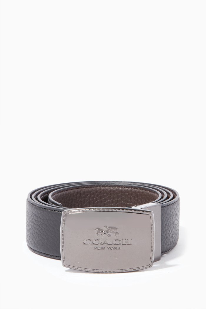 

Black Stitched Plaque Reversible Belt