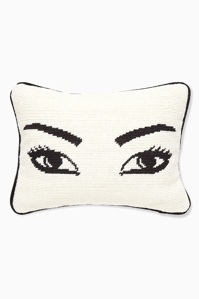 Eyes Needlepoint Throw Pillow, Multicolour