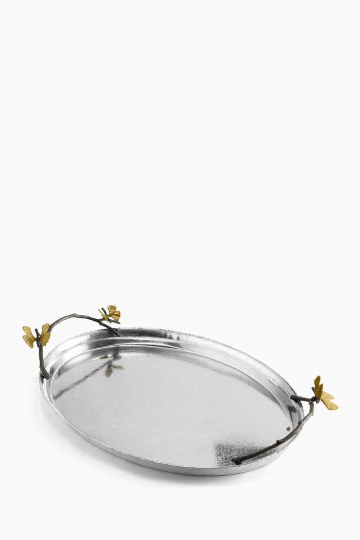 

Silver Butterfly Ginkgo Oval Tray