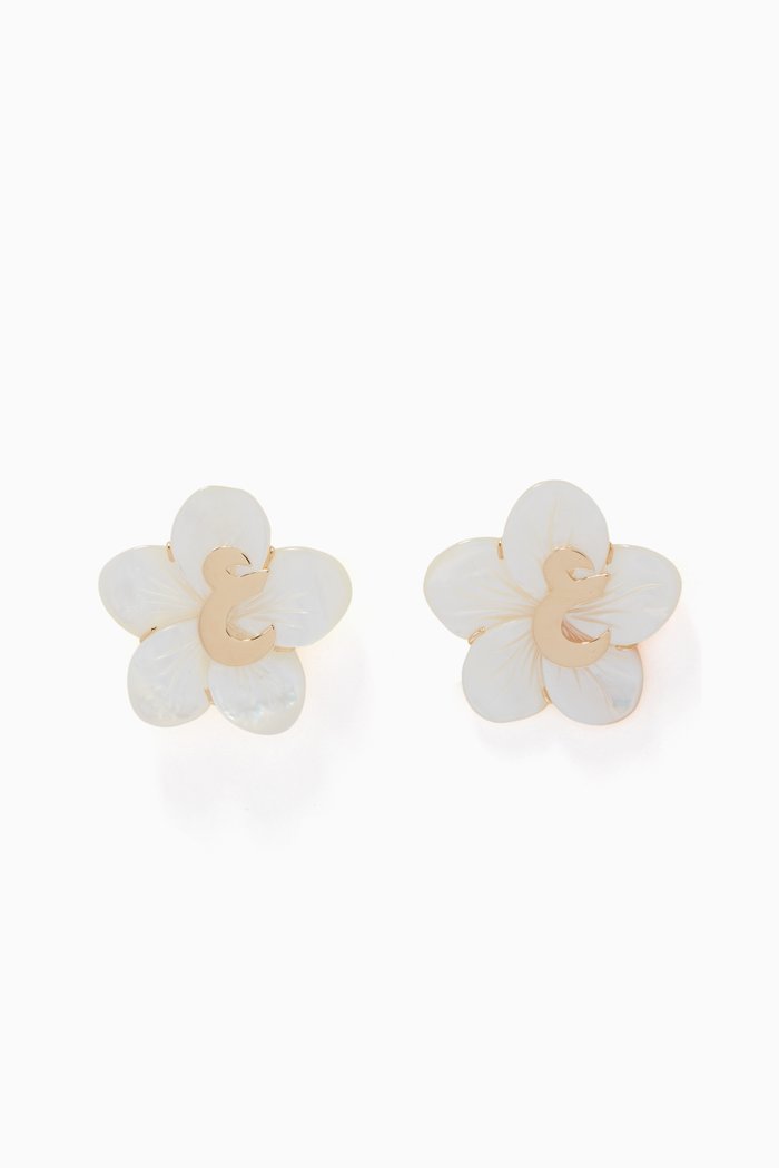

Yellow-Gold & Mother Of Pearl Ein Flower Earrings