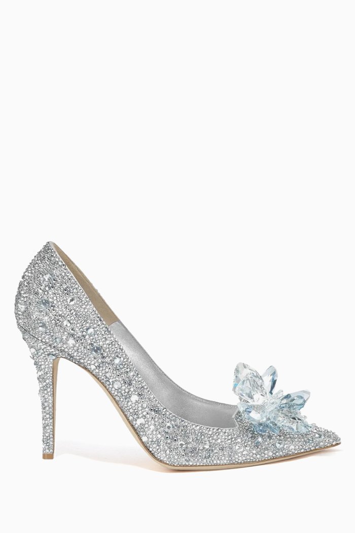 

Avril Crystal Covered Suede Pumps, Silver