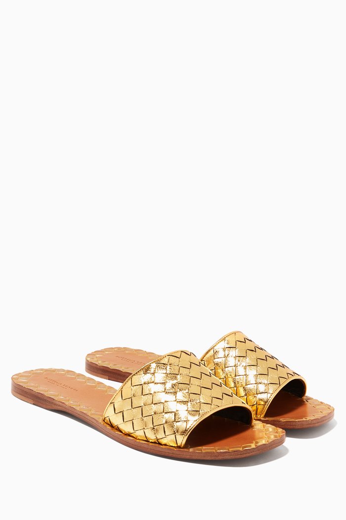 Light Gold Ravello Intrecciato Slides