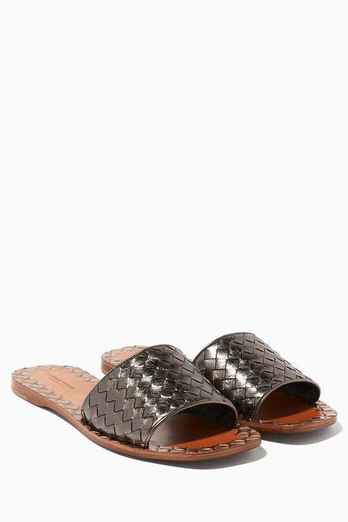

Silver Metallic Ravello Leather Slides