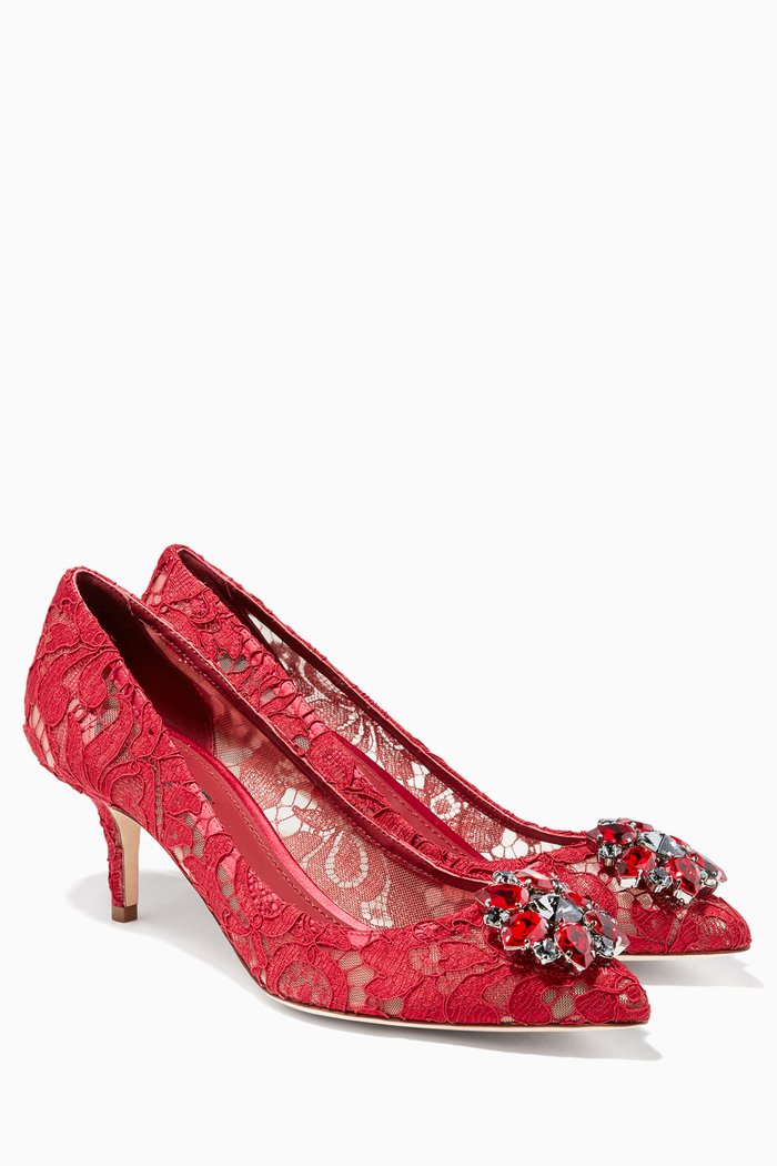 

Bellucci Embellished Lace Pumps, Red