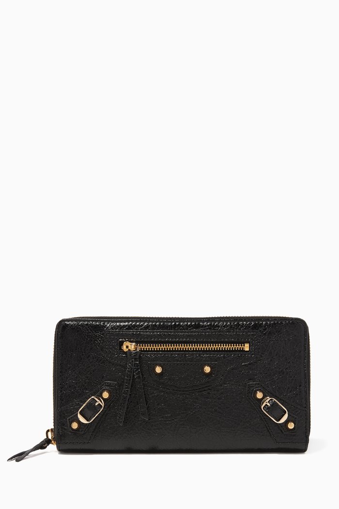 Black Classic City Zip-Around Wallet