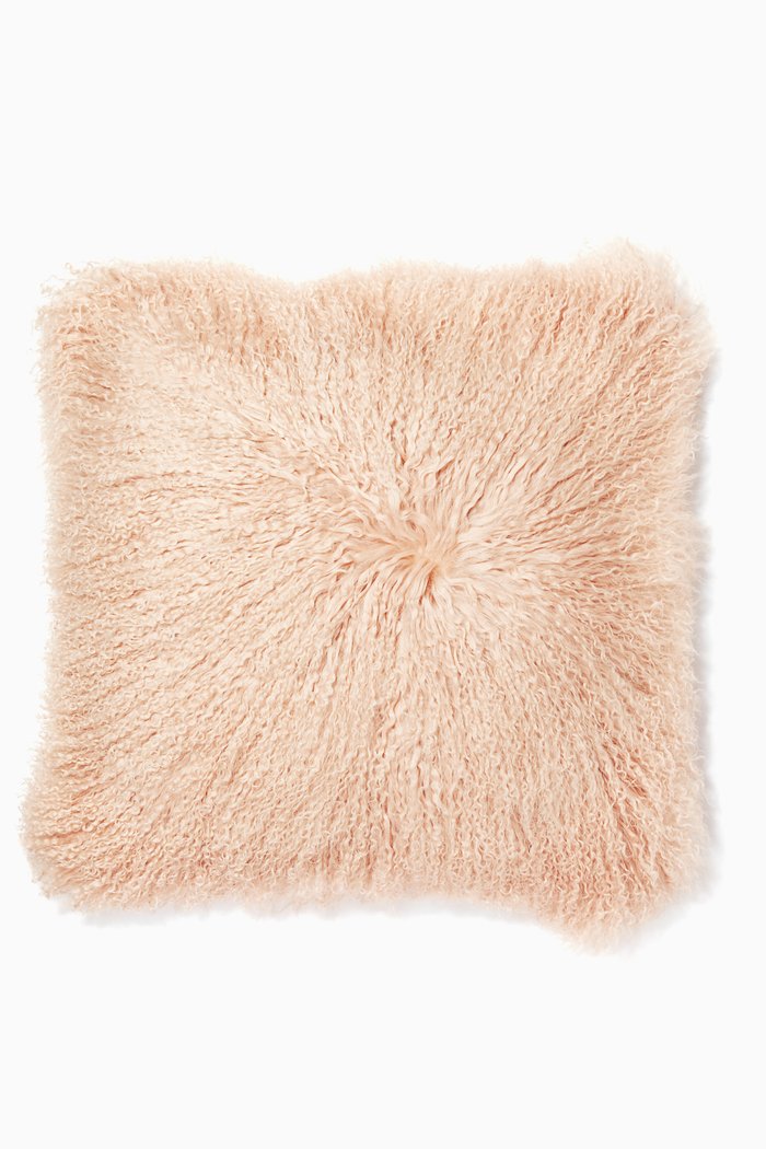 Beige Tibetan Goat Cushion, Neutral