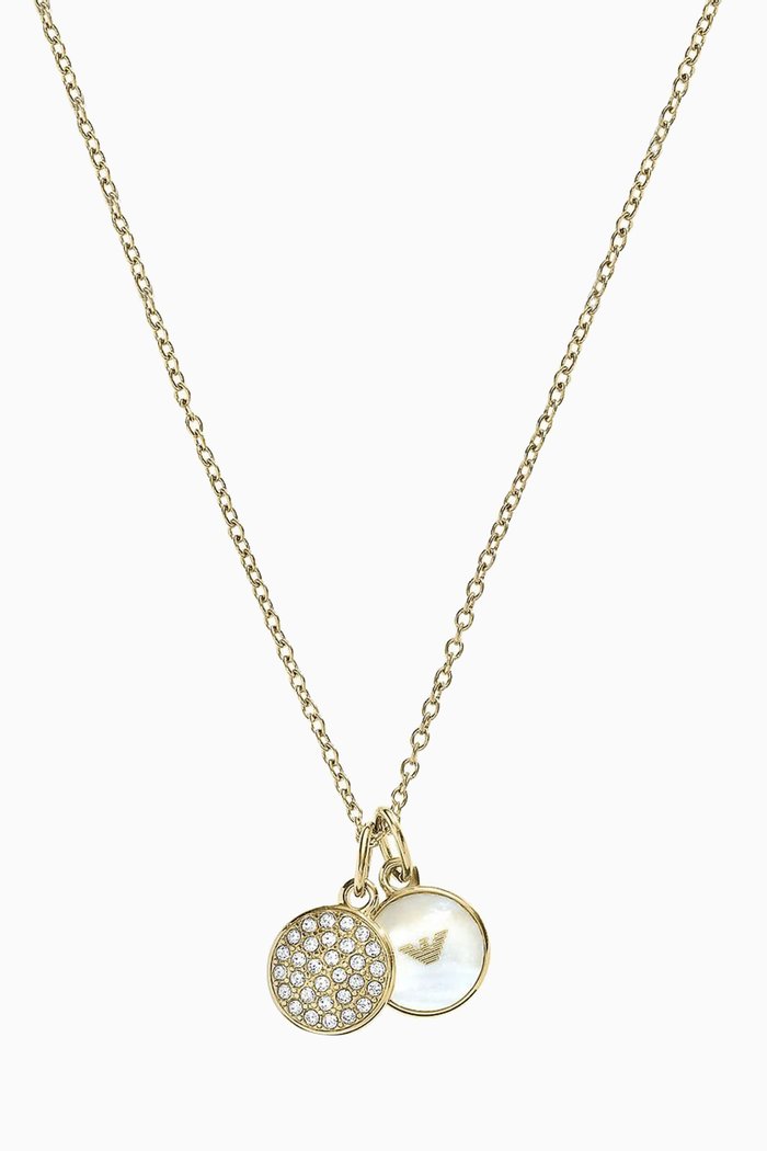 

EA Eagle & Crystal Pendant Necklace in Stainless Steel, Multicolour