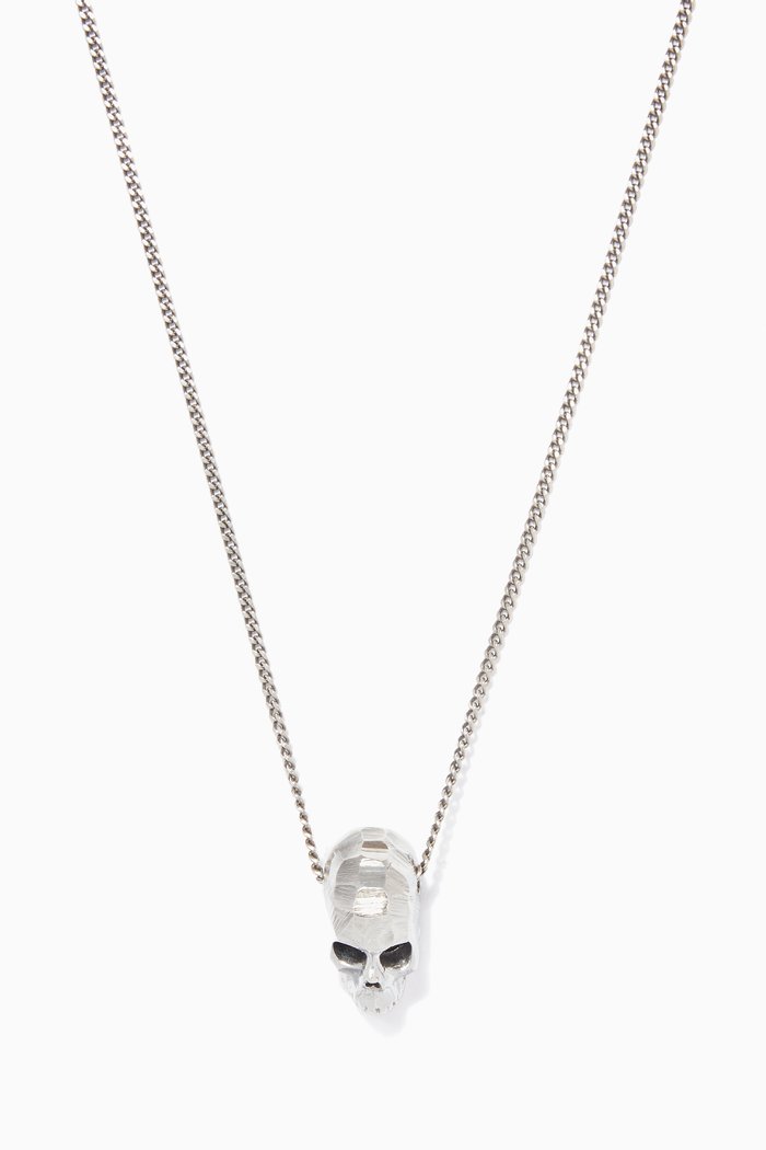 

Silver Faceted Skull Necklace