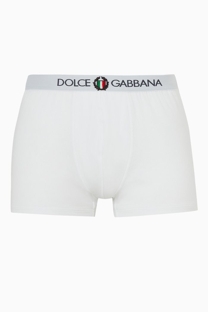 

Crest Logo Boxers in Cotton Jersey, White