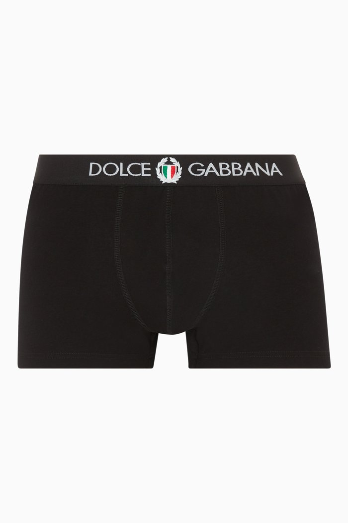 

Crest Logo Boxers in Stretch Cotton, Black