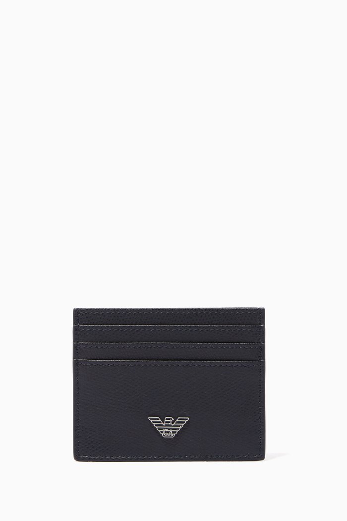 

Eagle Logo Leather Cardholder, Blue